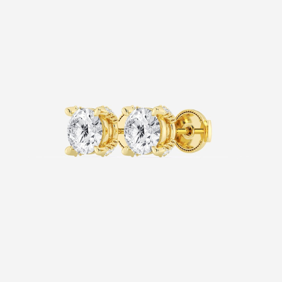 Round FG - VS2 Lab - Grown Diamond Bridge Stud Earrings For Women - Doozy Diamonds