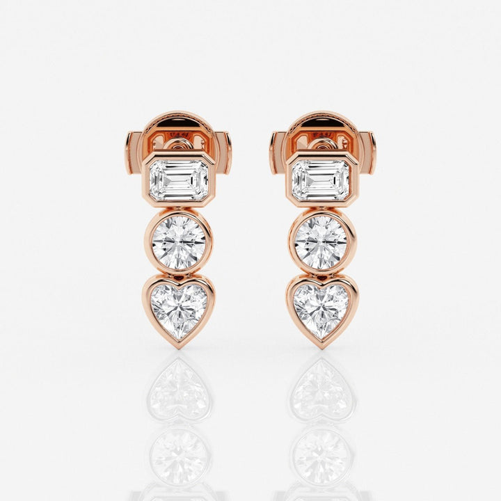 Bezel Set FG - VS2 Lab - Grown Diamond Three Stone Earrings - Doozy Diamonds