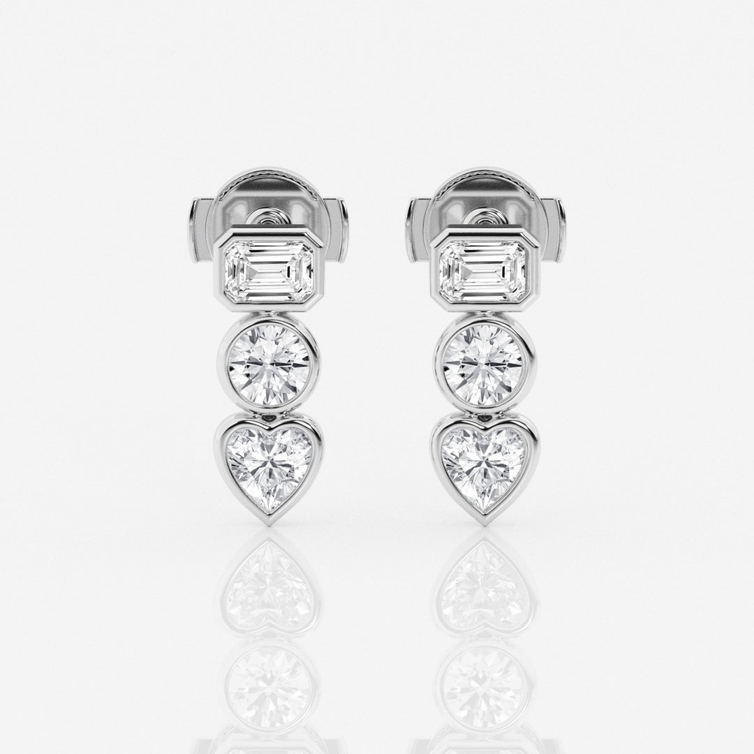 Bezel Set FG - VS2 Lab - Grown Diamond Three Stone Earrings - Doozy Diamonds
