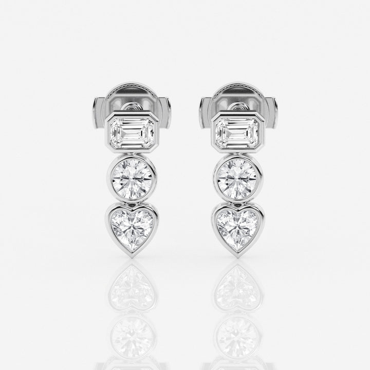 Bezel Set FG - VS2 Lab - Grown Diamond Three Stone Earrings - Doozy Diamonds