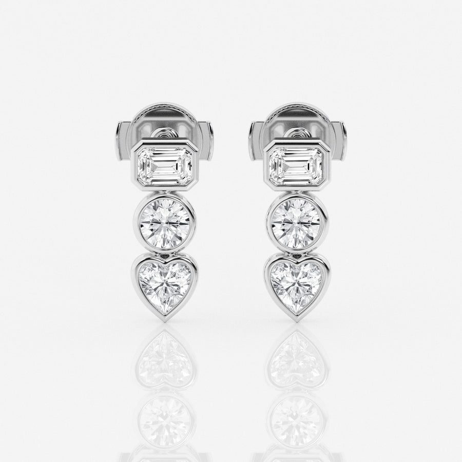 Bezel Set FG - VS2 Lab - Grown Diamond Three Stone Earrings - Doozy Diamonds