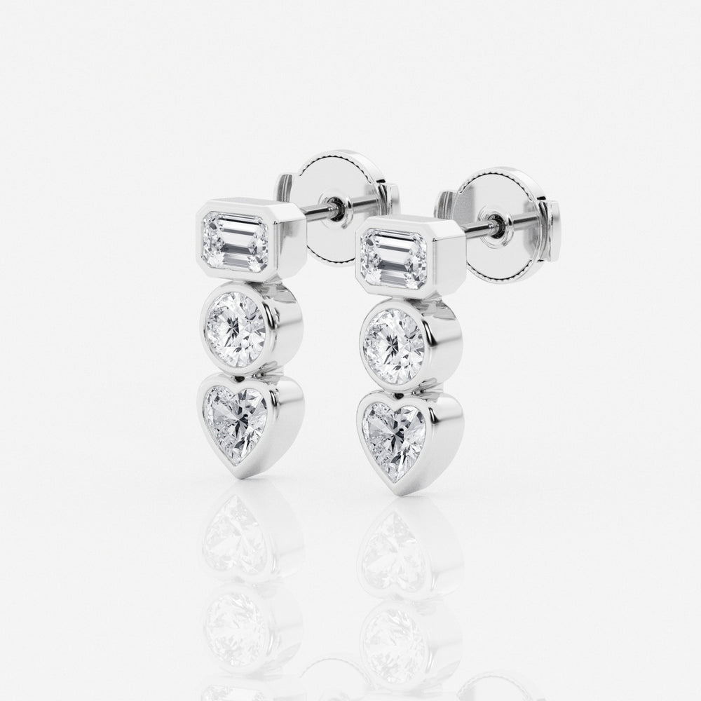 Bezel Set FG - VS2 Lab - Grown Diamond Three Stone Earrings - Doozy Diamonds