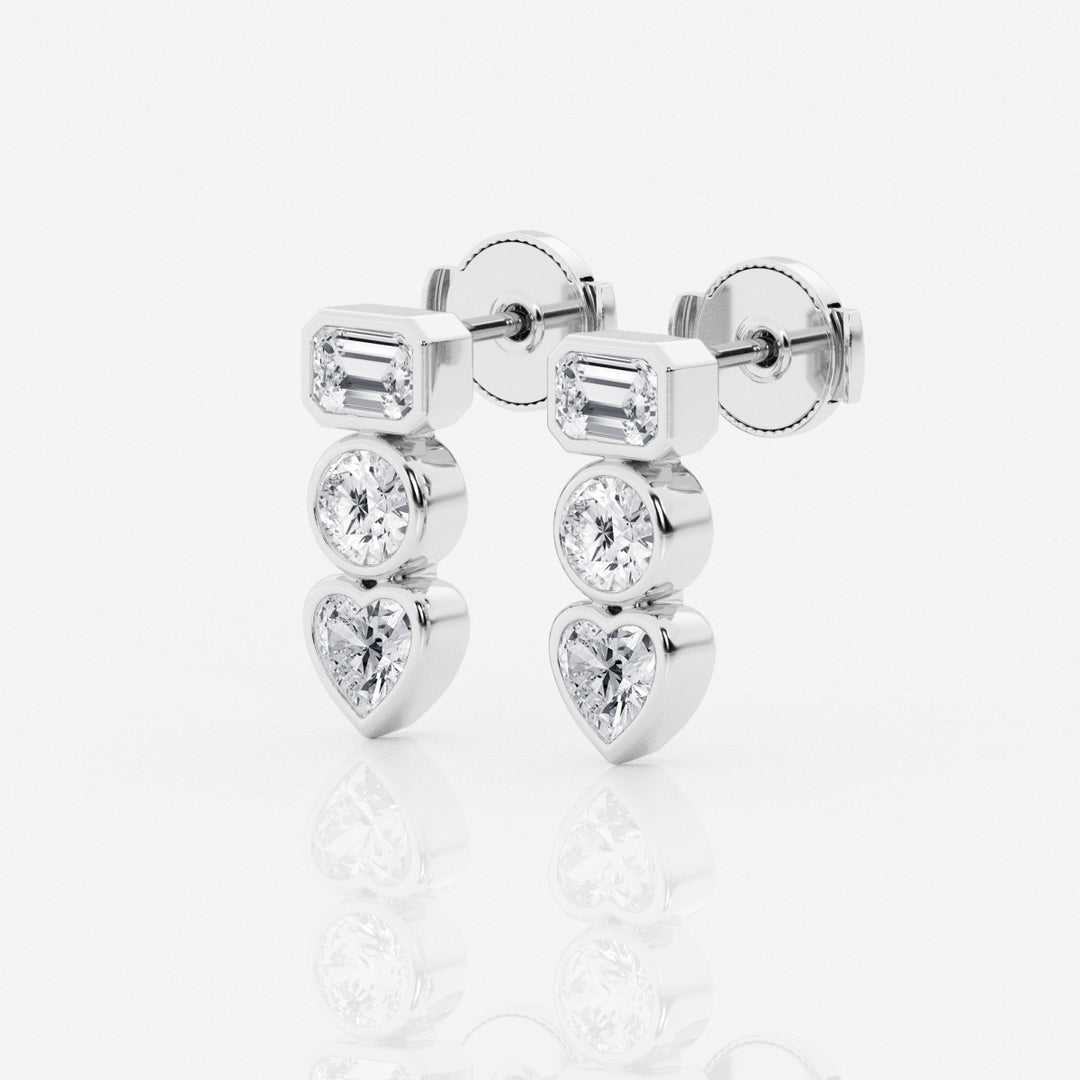 Bezel Set FG - VS2 Lab - Grown Diamond Three Stone Earrings - Doozy Diamonds