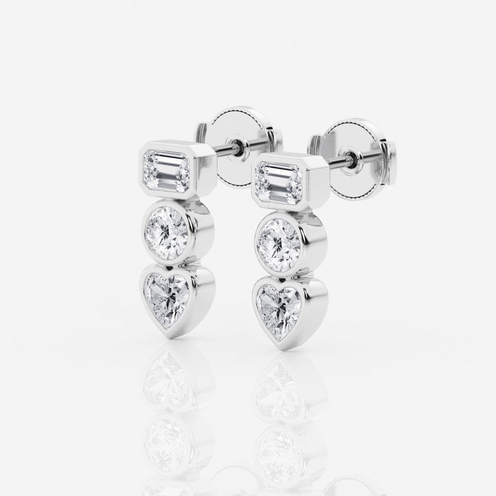 Bezel Set FG - VS2 Lab - Grown Diamond Three Stone Earrings - Doozy Diamonds