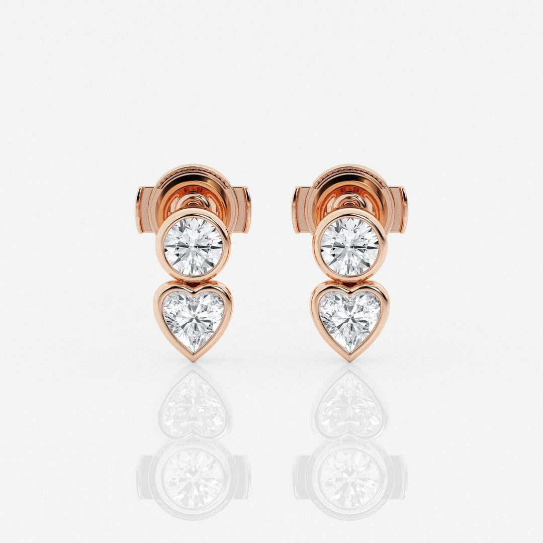 Round & Heart Cut FG - VS2 Lab - Grown Diamond Bezel Set Stud Earrings - Doozy Diamonds