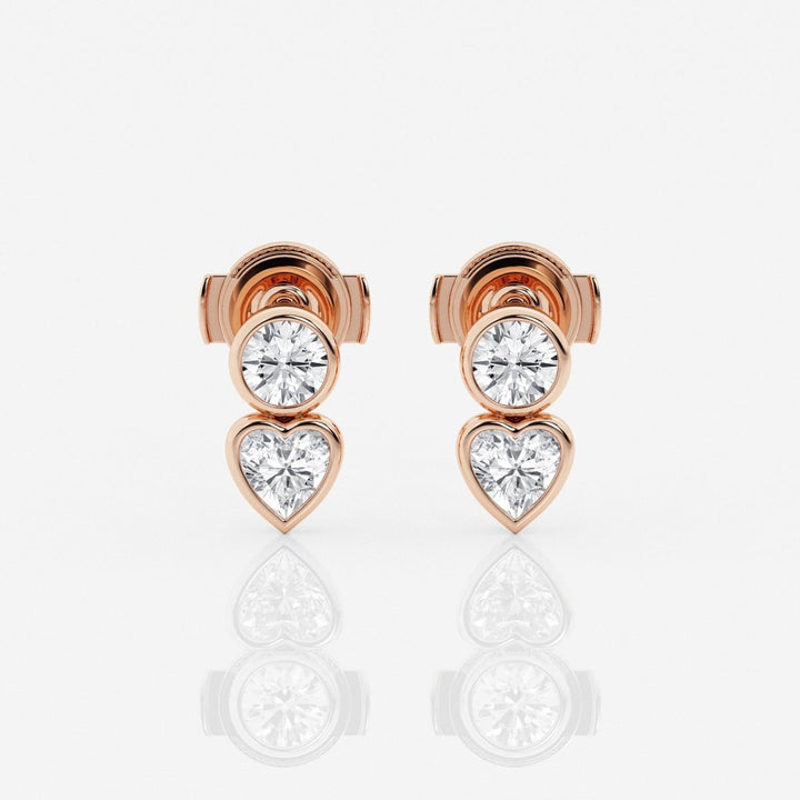 Round & Heart Cut FG - VS2 Lab - Grown Diamond Bezel Set Stud Earrings - Doozy Diamonds