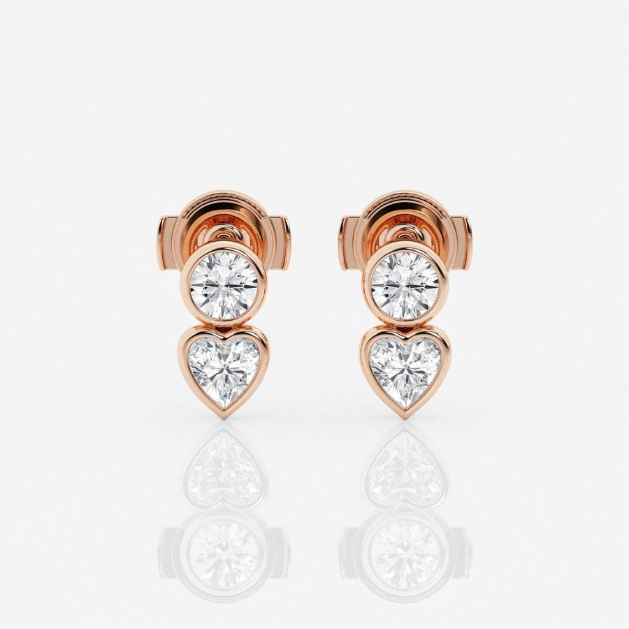 Round & Heart Cut FG - VS2 Lab - Grown Diamond Bezel Set Stud Earrings - Doozy Diamonds