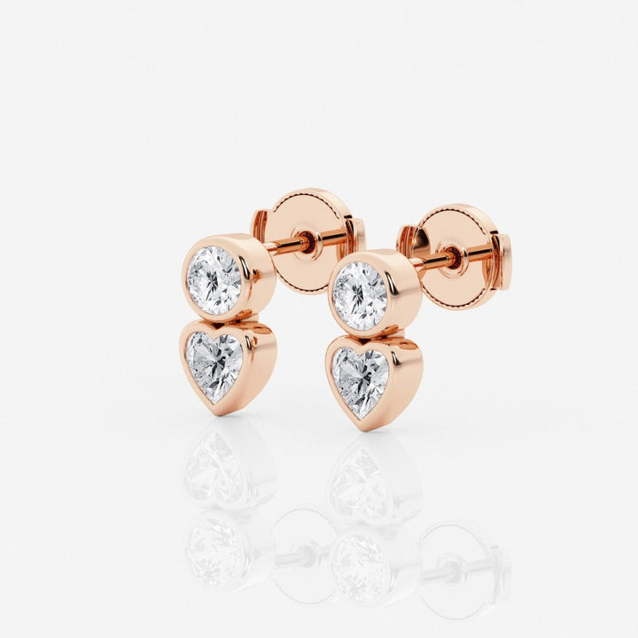 Round & Heart Cut FG - VS2 Lab - Grown Diamond Bezel Set Stud Earrings - Doozy Diamonds