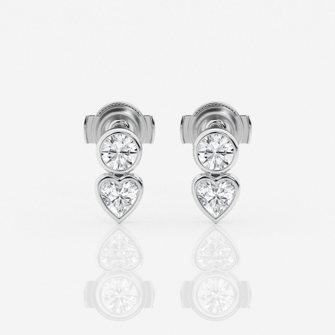 Round & Heart Cut FG - VS2 Lab - Grown Diamond Bezel Set Stud Earrings - Doozy Diamonds