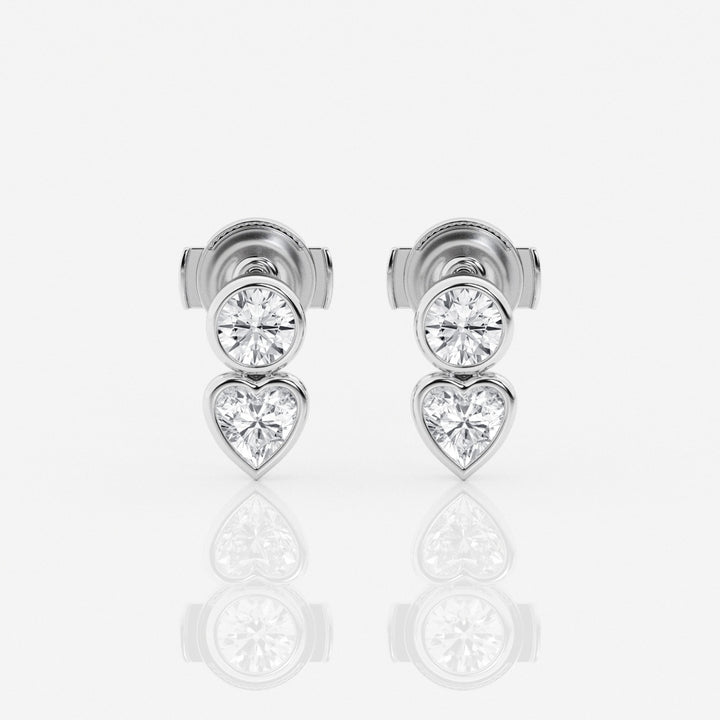 Round & Heart Cut FG - VS2 Lab - Grown Diamond Bezel Set Stud Earrings - Doozy Diamonds
