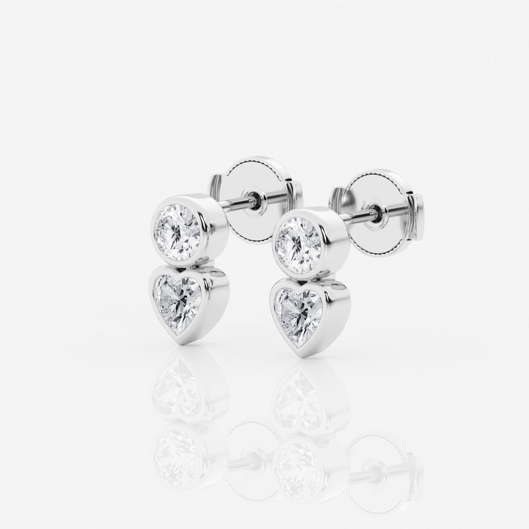 Round & Heart Cut FG - VS2 Lab - Grown Diamond Bezel Set Stud Earrings - Doozy Diamonds