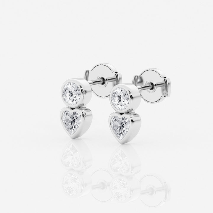 Round & Heart Cut FG - VS2 Lab - Grown Diamond Bezel Set Stud Earrings - Doozy Diamonds