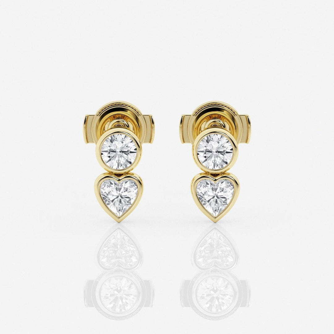 Round & Heart Cut FG - VS2 Lab - Grown Diamond Bezel Set Stud Earrings - Doozy Diamonds