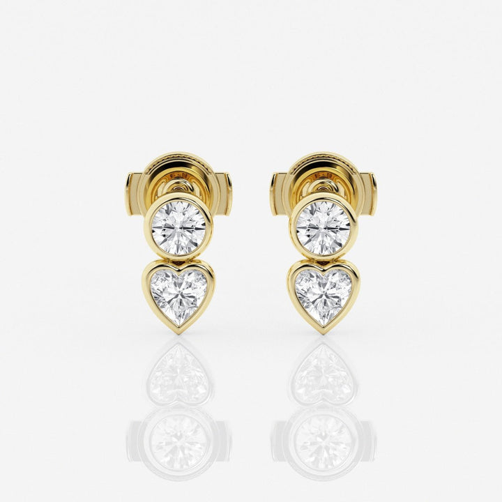 Round & Heart Cut FG - VS2 Lab - Grown Diamond Bezel Set Stud Earrings - Doozy Diamonds