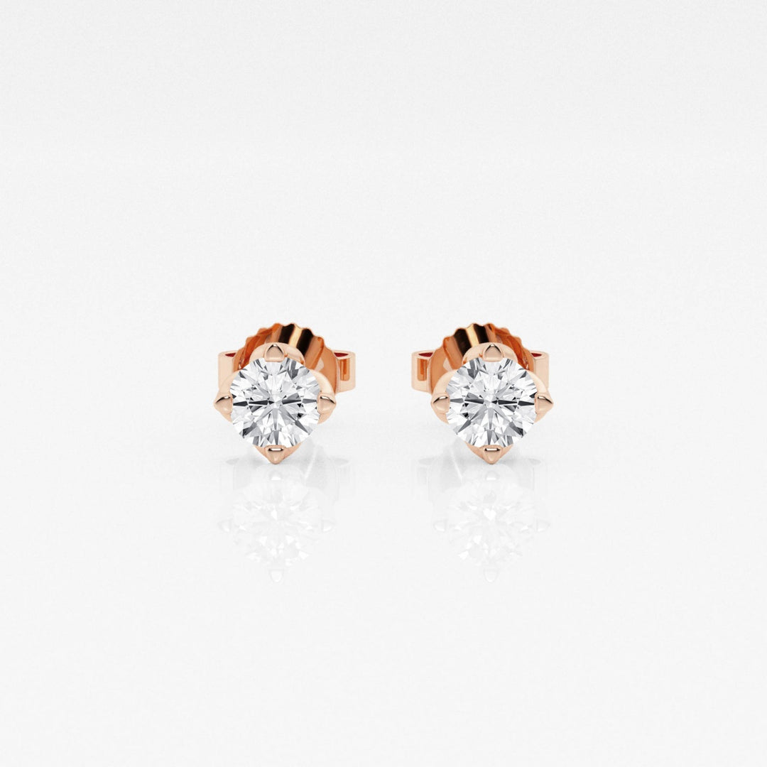 Round FG - VS2 Lab - Grown Diamond Floral Prongs Stud Earrings - Doozy Diamonds
