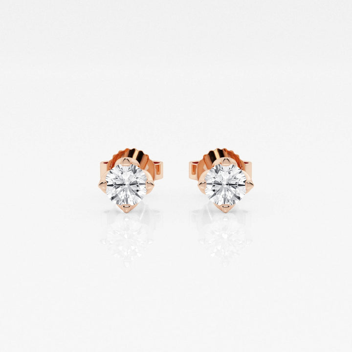 Round FG - VS2 Lab - Grown Diamond Floral Prongs Stud Earrings - Doozy Diamonds