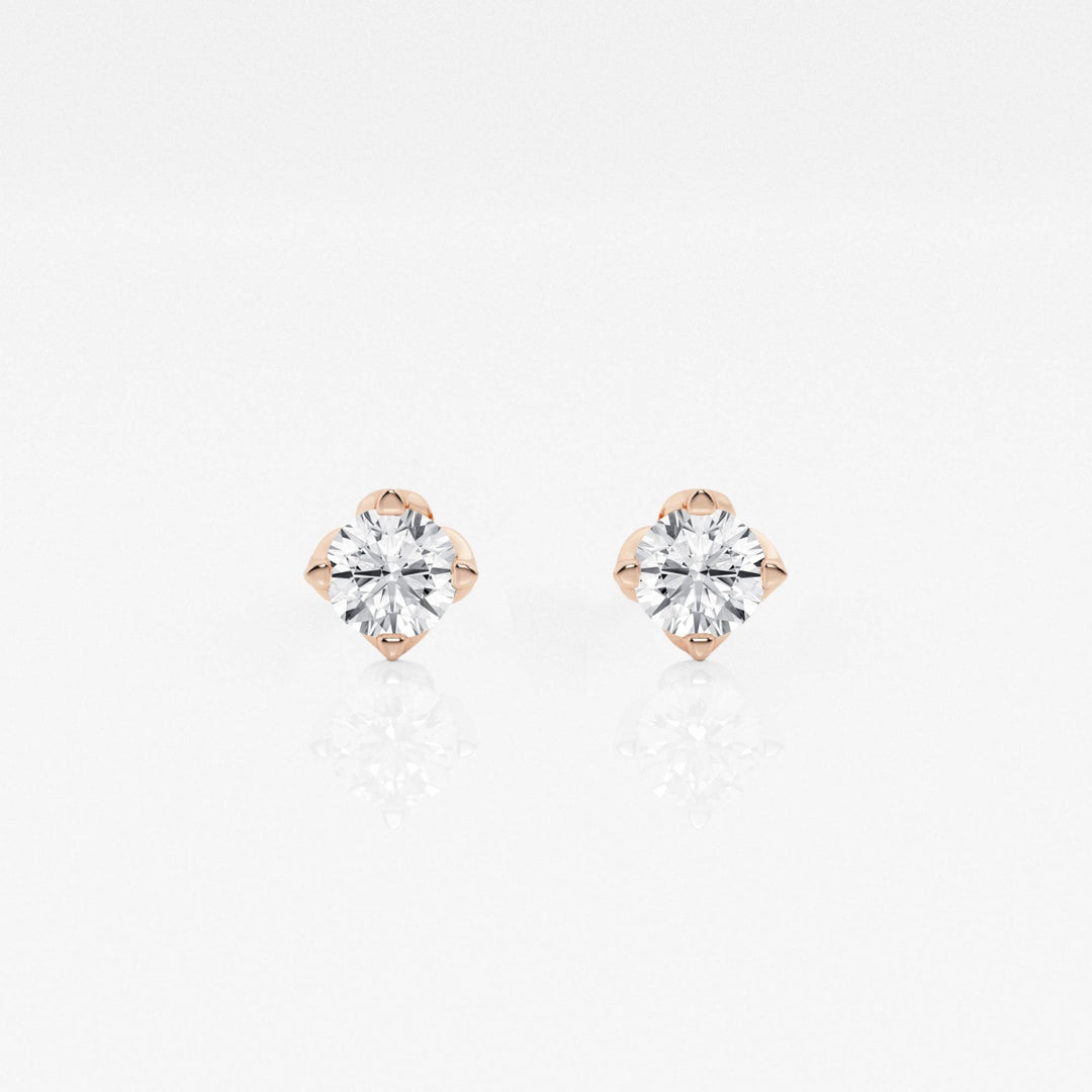 Round FG - VS2 Lab - Grown Diamond Floral Prongs Stud Earrings - Doozy Diamonds