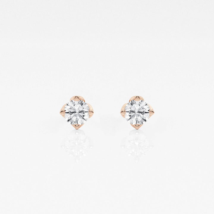 Round FG - VS2 Lab - Grown Diamond Floral Prongs Stud Earrings - Doozy Diamonds