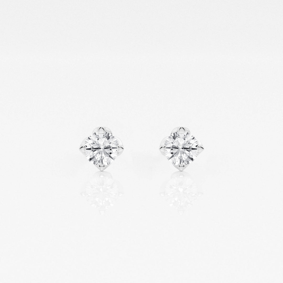 Round FG - VS2 Lab - Grown Diamond Floral Prongs Stud Earrings - Doozy Diamonds