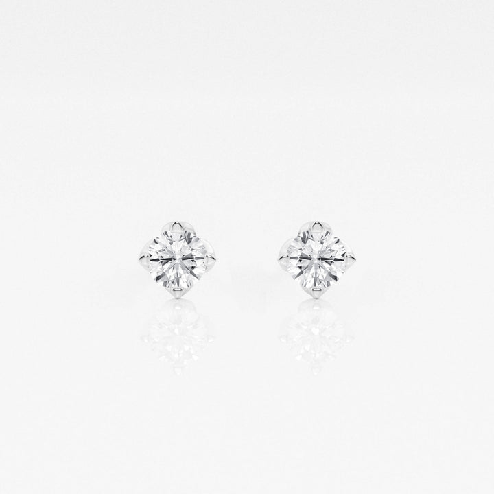 Round FG - VS2 Lab - Grown Diamond Floral Prongs Stud Earrings - Doozy Diamonds