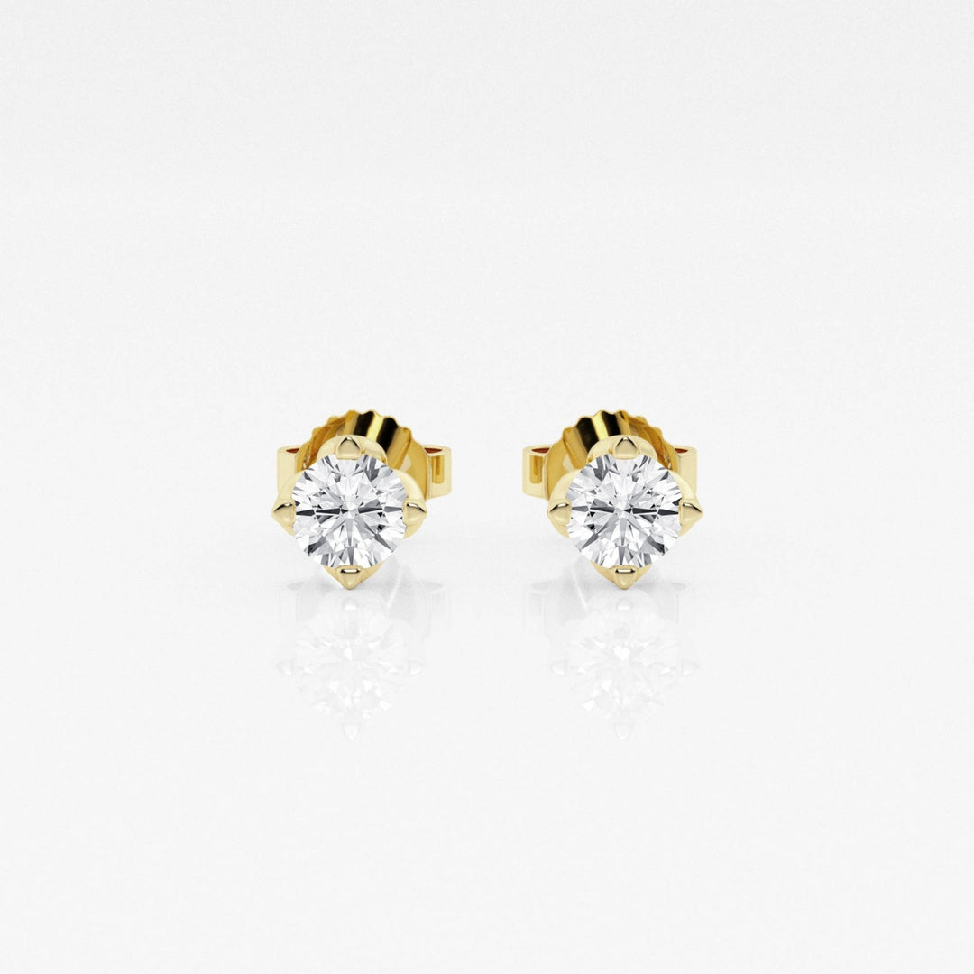 Round FG - VS2 Lab - Grown Diamond Floral Prongs Stud Earrings - Doozy Diamonds