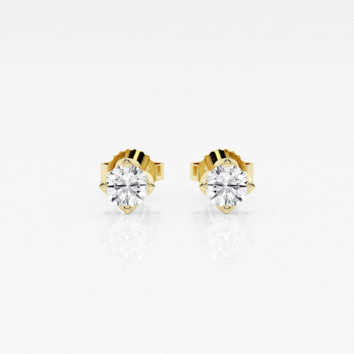 Round FG - VS2 Lab - Grown Diamond Floral Prongs Stud Earrings - Doozy Diamonds