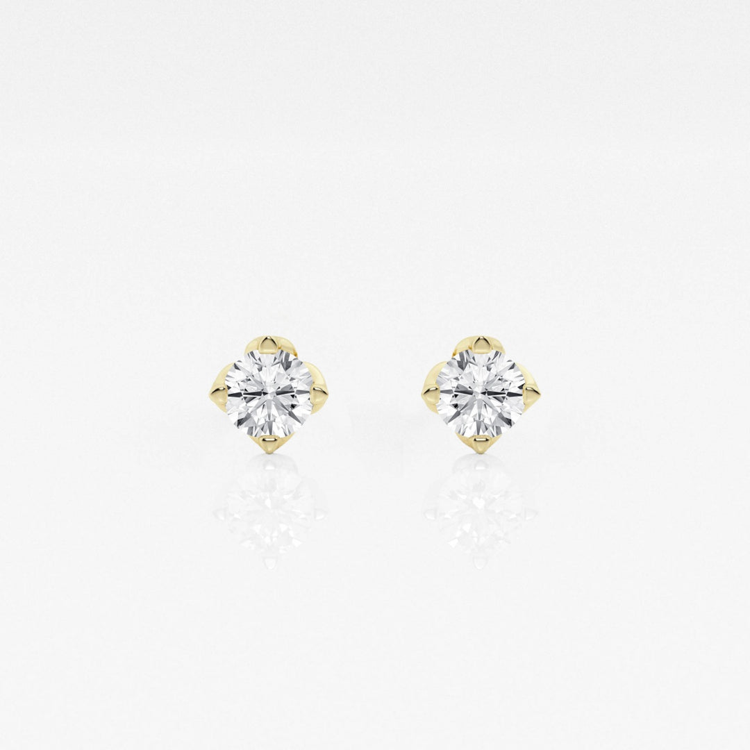 Round FG - VS2 Lab - Grown Diamond Floral Prongs Stud Earrings - Doozy Diamonds