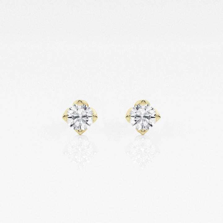 Round FG - VS2 Lab - Grown Diamond Floral Prongs Stud Earrings - Doozy Diamonds