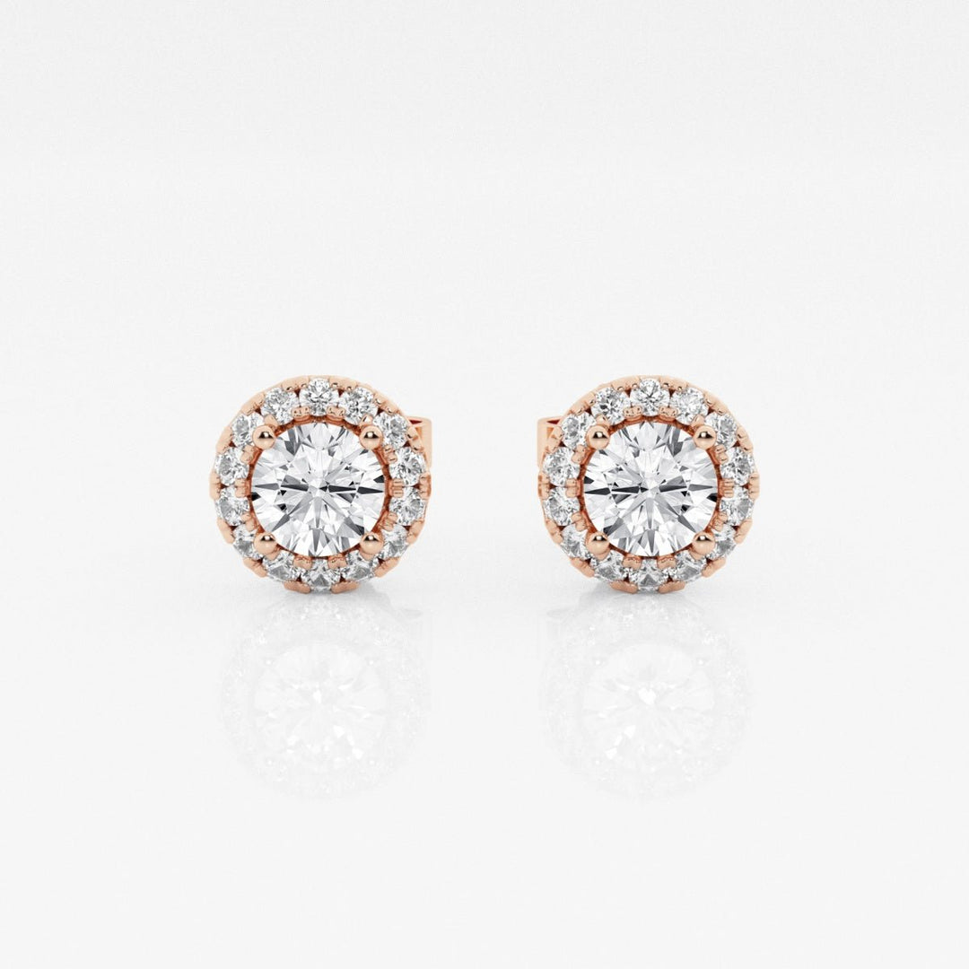 Round FG - VS2 Lab - Grown Diamond Halo Set Stud Earrings - Doozy Diamonds