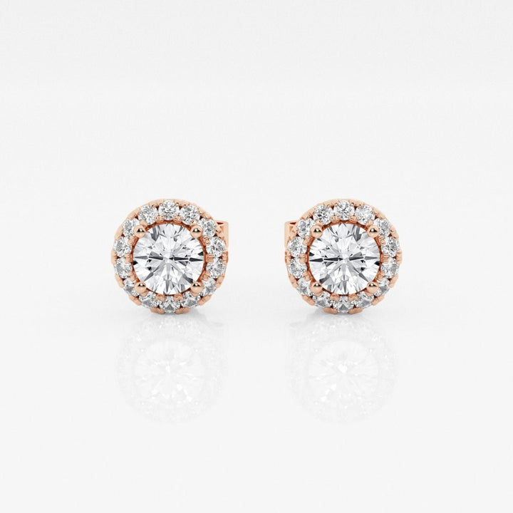 Round FG - VS2 Lab - Grown Diamond Halo Set Stud Earrings - Doozy Diamonds