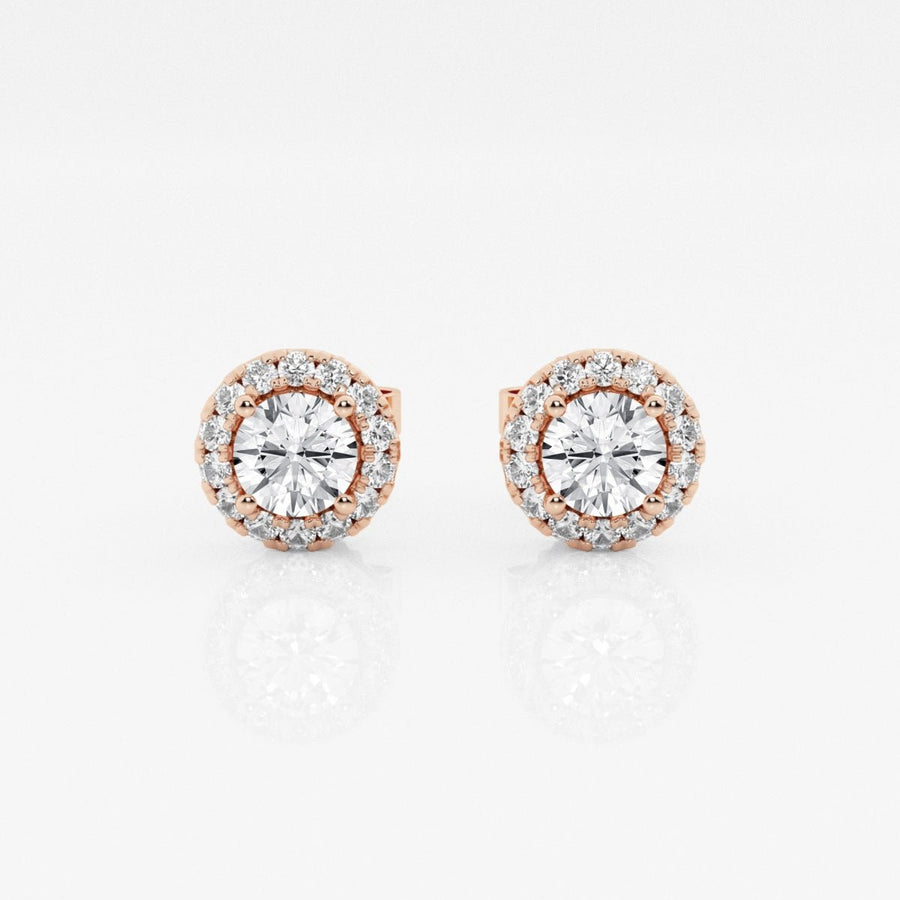 Round FG - VS2 Lab - Grown Diamond Halo Set Stud Earrings - Doozy Diamonds