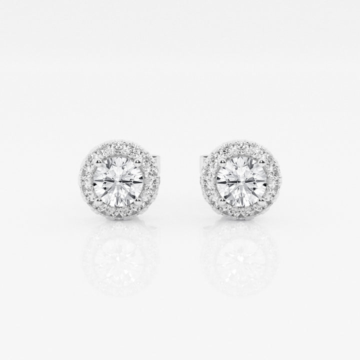 Round FG - VS2 Lab - Grown Diamond Halo Set Stud Earrings - Doozy Diamonds