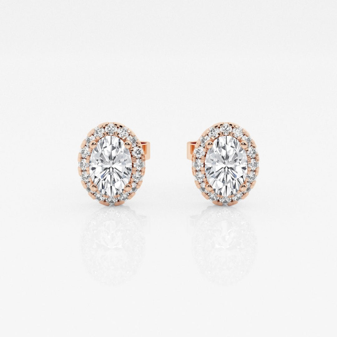 Oval FG - VS2 Lab - Grown Diamond Halo Stud Earrings - Doozy Diamonds