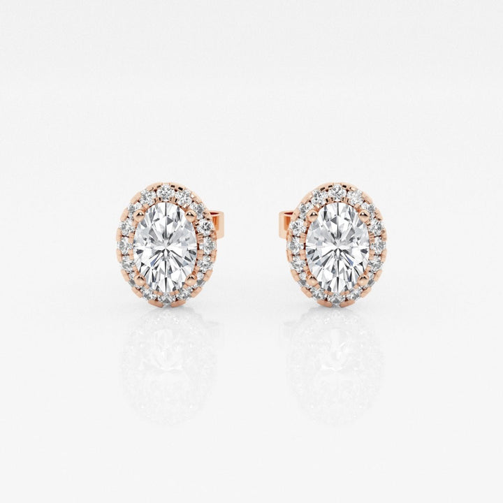 Oval FG - VS2 Lab - Grown Diamond Halo Stud Earrings - Doozy Diamonds