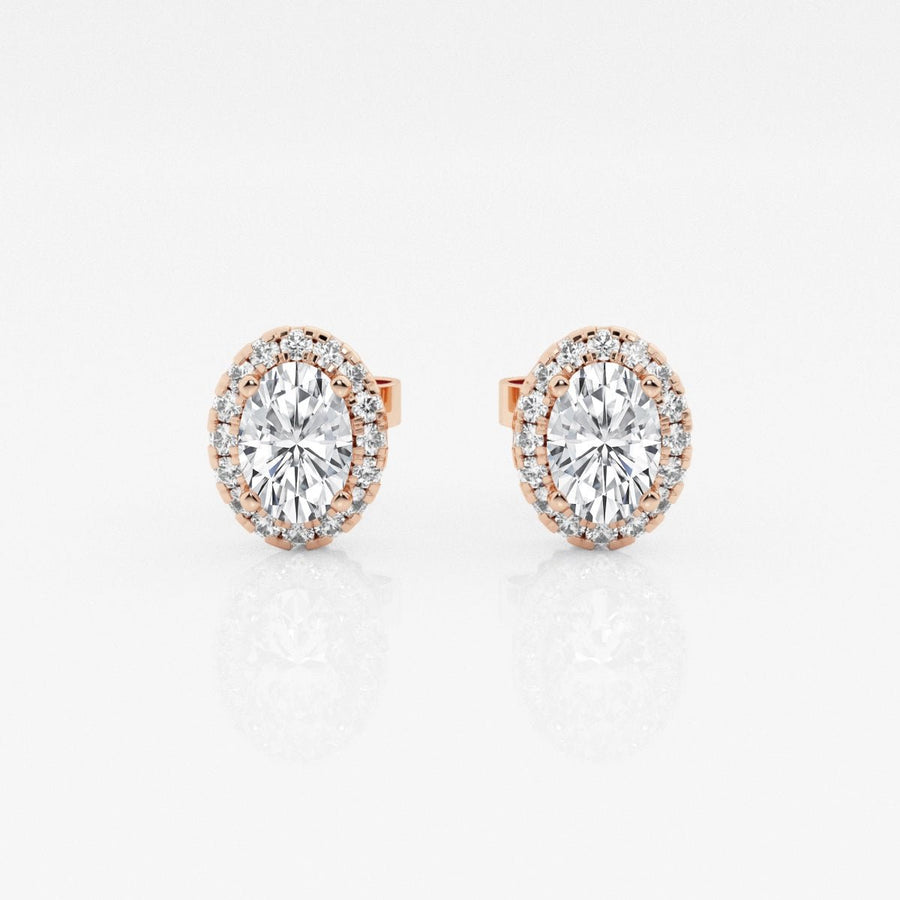 Oval FG - VS2 Lab - Grown Diamond Halo Stud Earrings - Doozy Diamonds