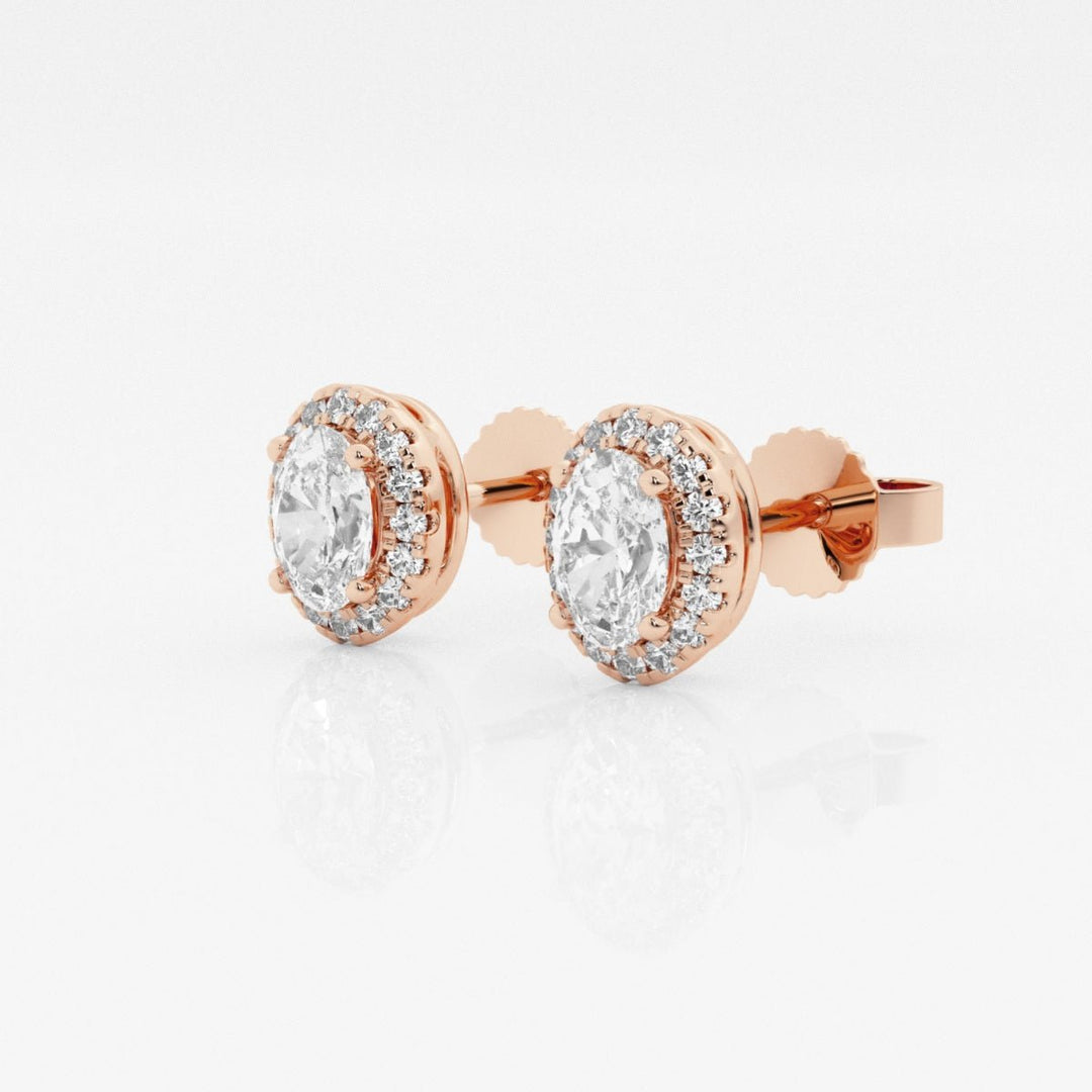 Oval FG - VS2 Lab - Grown Diamond Halo Stud Earrings - Doozy Diamonds