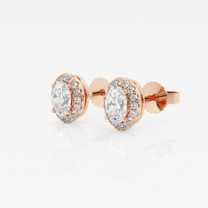 Oval FG - VS2 Lab - Grown Diamond Halo Stud Earrings - Doozy Diamonds