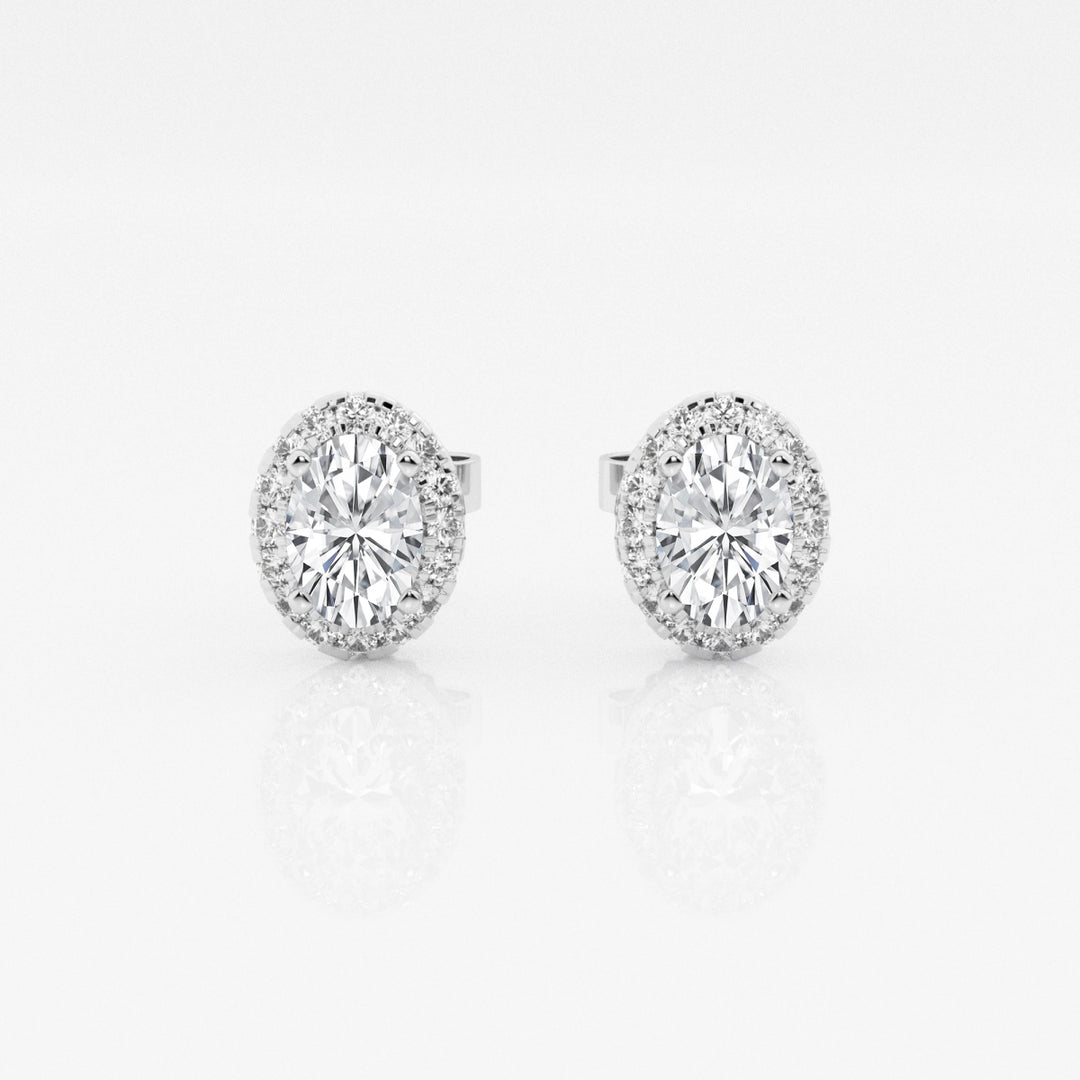 Oval FG - VS2 Lab - Grown Diamond Halo Stud Earrings - Doozy Diamonds