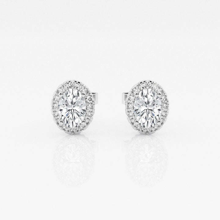 Oval FG - VS2 Lab - Grown Diamond Halo Stud Earrings - Doozy Diamonds