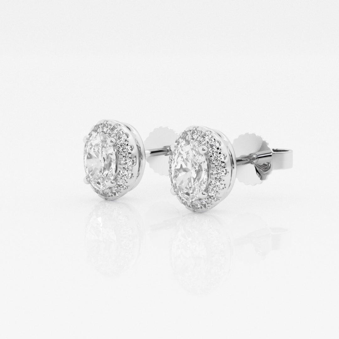 Oval FG - VS2 Lab - Grown Diamond Halo Stud Earrings - Doozy Diamonds