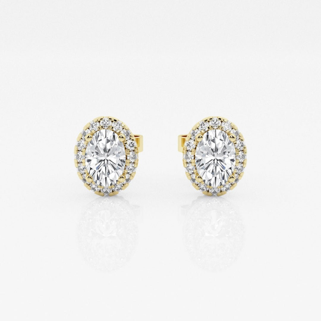 Oval FG - VS2 Lab - Grown Diamond Halo Stud Earrings - Doozy Diamonds