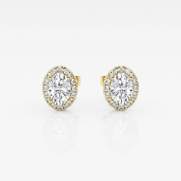 Oval FG - VS2 Lab - Grown Diamond Halo Stud Earrings - Doozy Diamonds