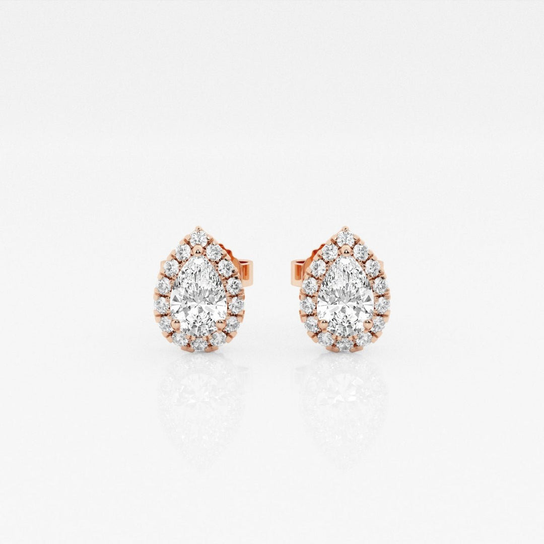 Pear FG - VS2 Lab - Grown Diamond Halo Set Stud Earrings - Doozy Diamonds