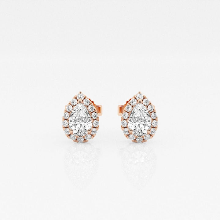 Pear FG - VS2 Lab - Grown Diamond Halo Set Stud Earrings - Doozy Diamonds