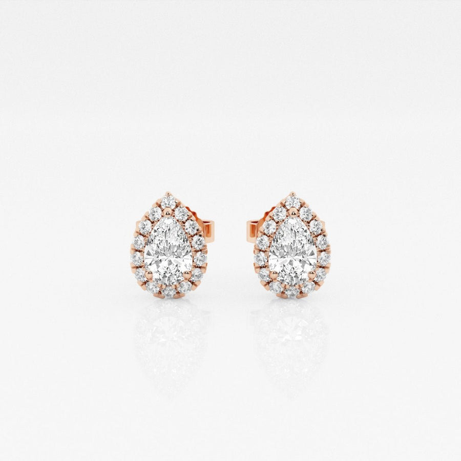 Pear FG - VS2 Lab - Grown Diamond Halo Set Stud Earrings - Doozy Diamonds