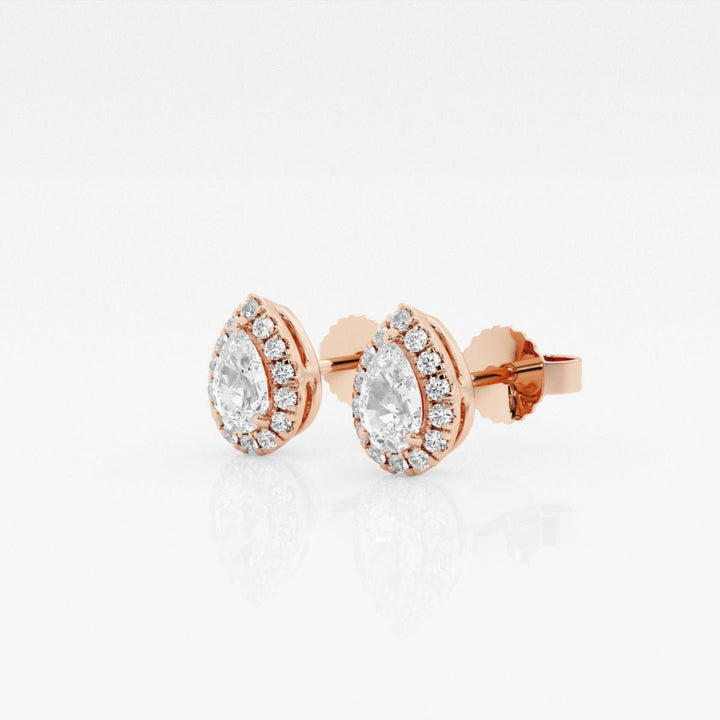 Pear FG - VS2 Lab - Grown Diamond Halo Set Stud Earrings - Doozy Diamonds