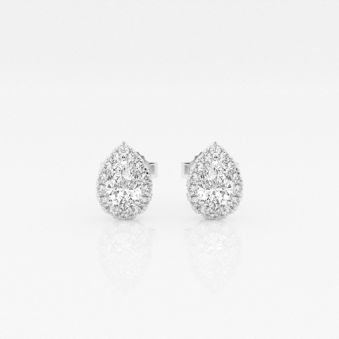 Pear FG - VS2 Lab - Grown Diamond Halo Set Stud Earrings - Doozy Diamonds