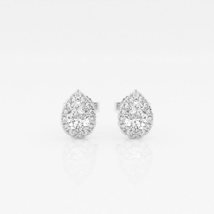 Pear FG - VS2 Lab - Grown Diamond Halo Set Stud Earrings - Doozy Diamonds