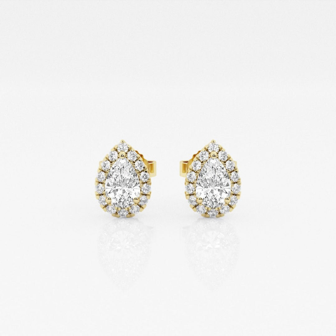 Pear FG - VS2 Lab - Grown Diamond Halo Set Stud Earrings - Doozy Diamonds