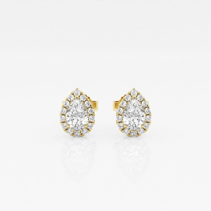 Pear FG - VS2 Lab - Grown Diamond Halo Set Stud Earrings - Doozy Diamonds